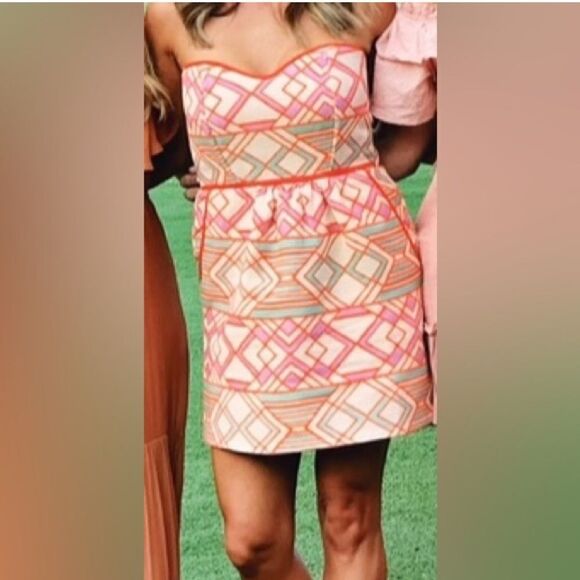 Judith March Geo print Strapless Dress - Picture 2 of 4